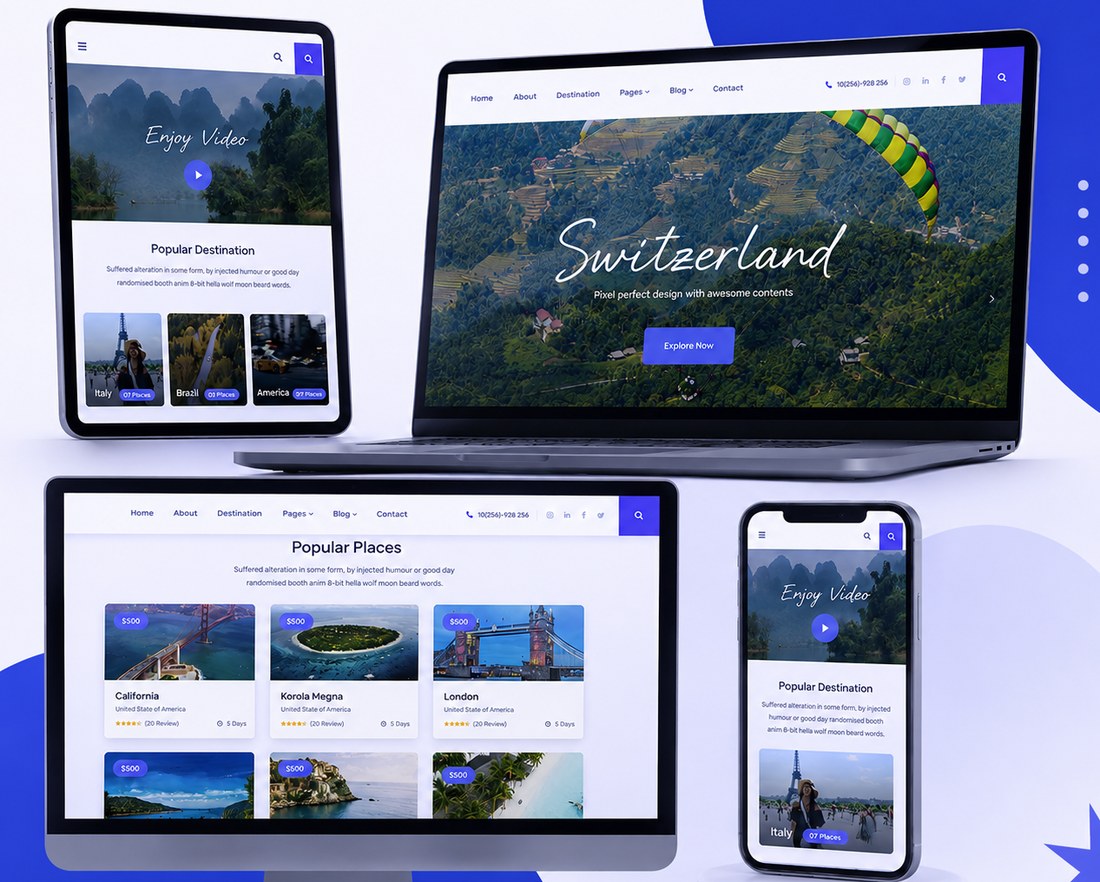 Travelo travel booking website UI design